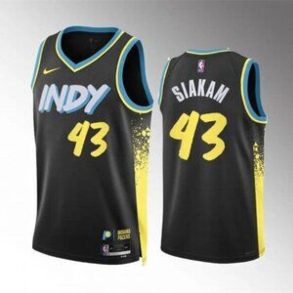 Mens 43 Pascal Siakam Black Stitched Jersey